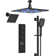 Thermostatic Digital Dual Shower System Set, 12" LED Rainfall Shower Head with 4-Function Hand Shower
