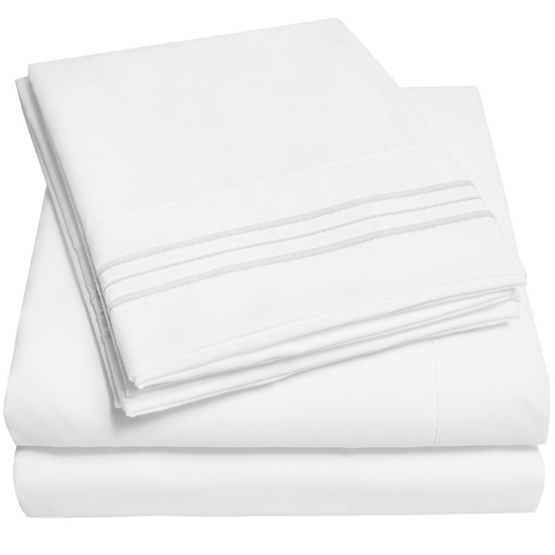18-24" Extra Deep Pocket Ultra Soft Microfiber Solid Sheet Set, White, Queen