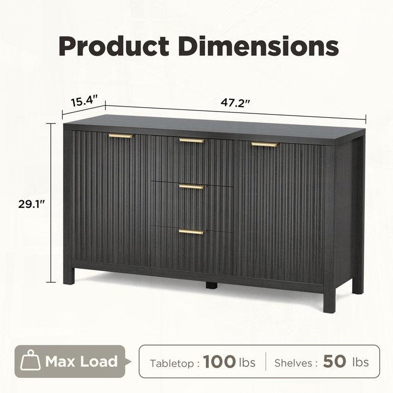 Fluted Buffet Cabinet with Drawers