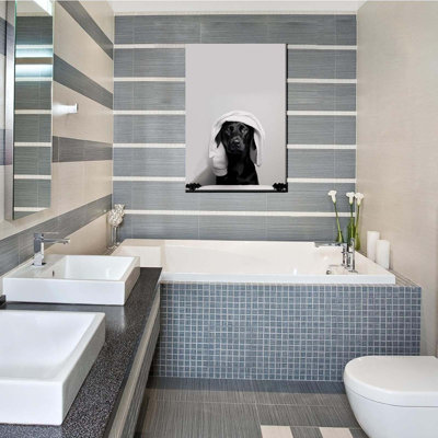 Funny Bathroom Canvas Wall Art Bathroom Decor Posters Cute Dog Art Bathroom Labrador 24X36inch