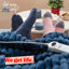 Russell Hobbs® Rhht1005blu Heated Throw W/faux Fur And Sherpa In Navy Blue