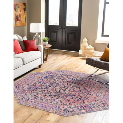 Tapis oriental bleu marine / rouge
