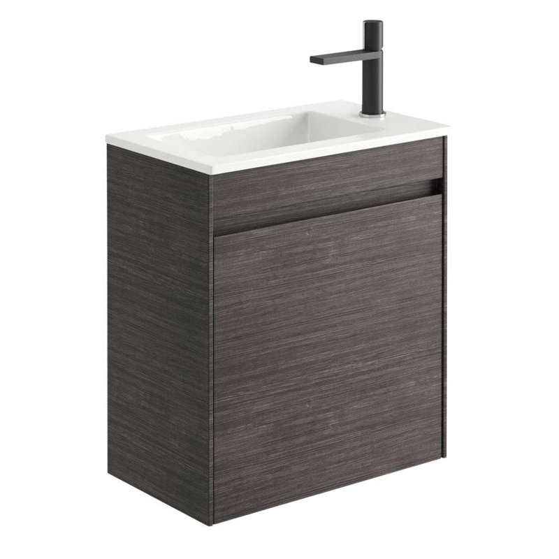 Santiago 540mm Single Bathroom Vanity with Integrated Ceramic Basin, Leached Oak