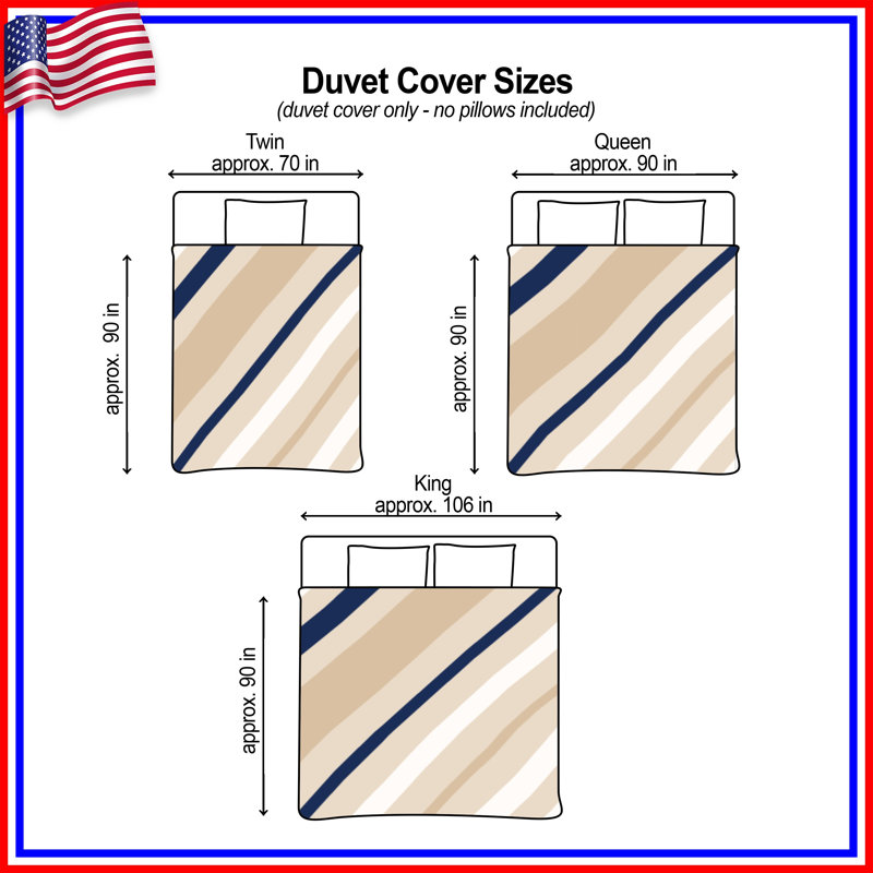 Beige Navy Stripes Duvet Covers, King