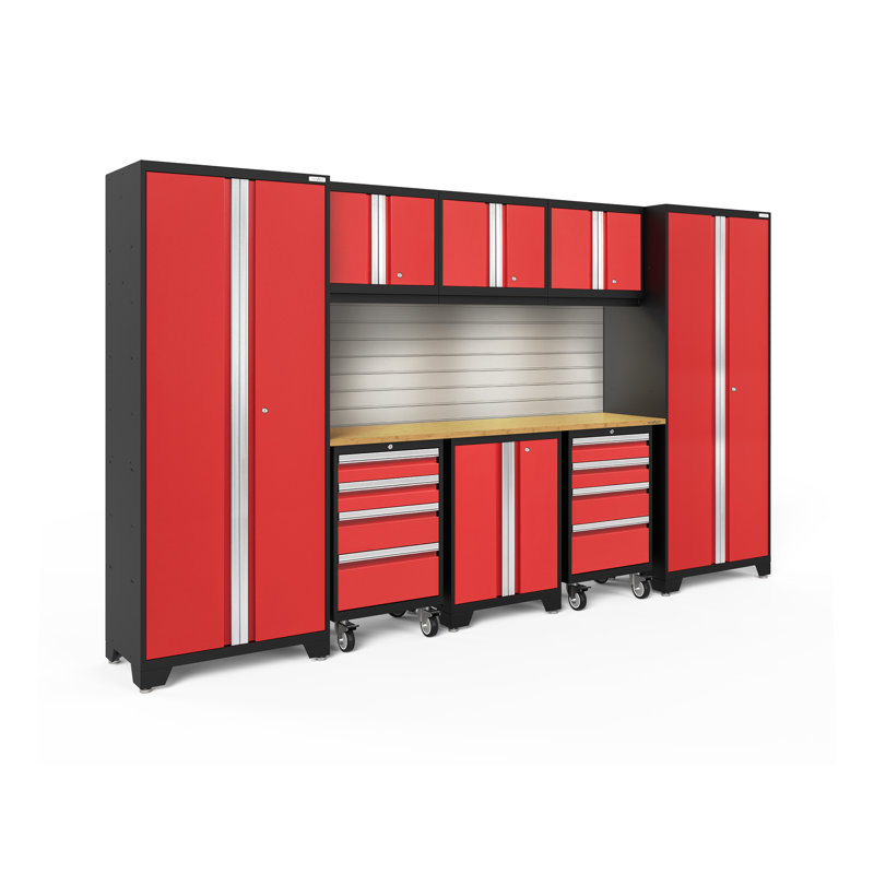 système de rangement complet 9 pièces Bold 3.0 Series, Bambou, Sans lumière, Rouge