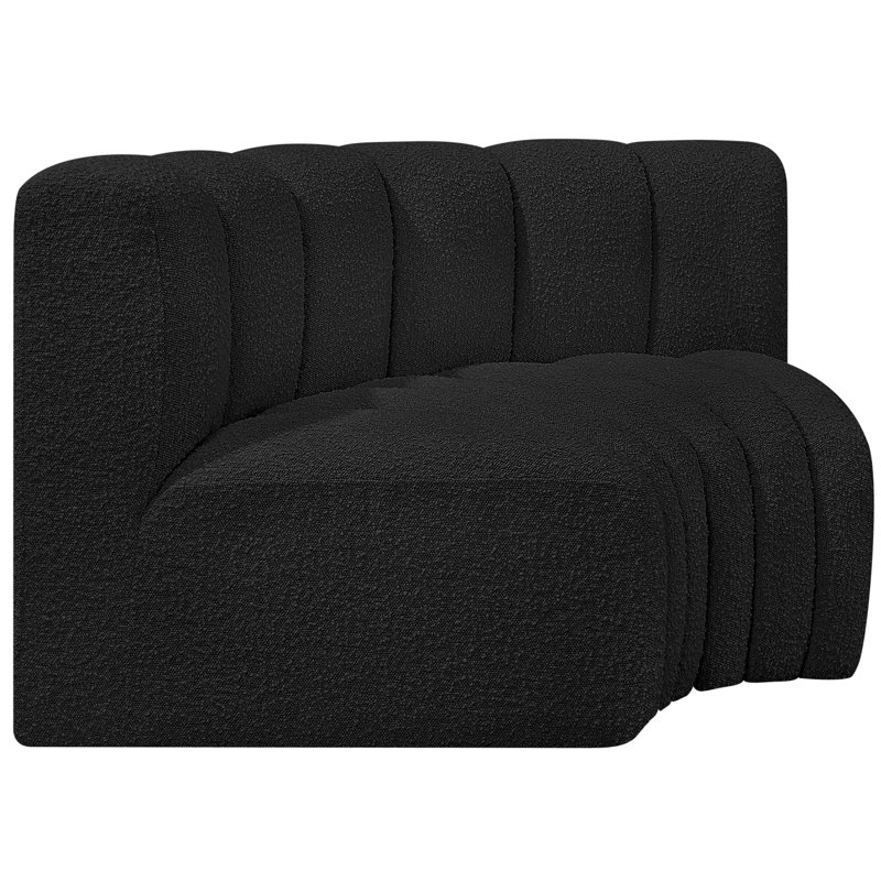 Ivanildo Upholstered Curved Sectional Reversible, Black Boucle Fabric