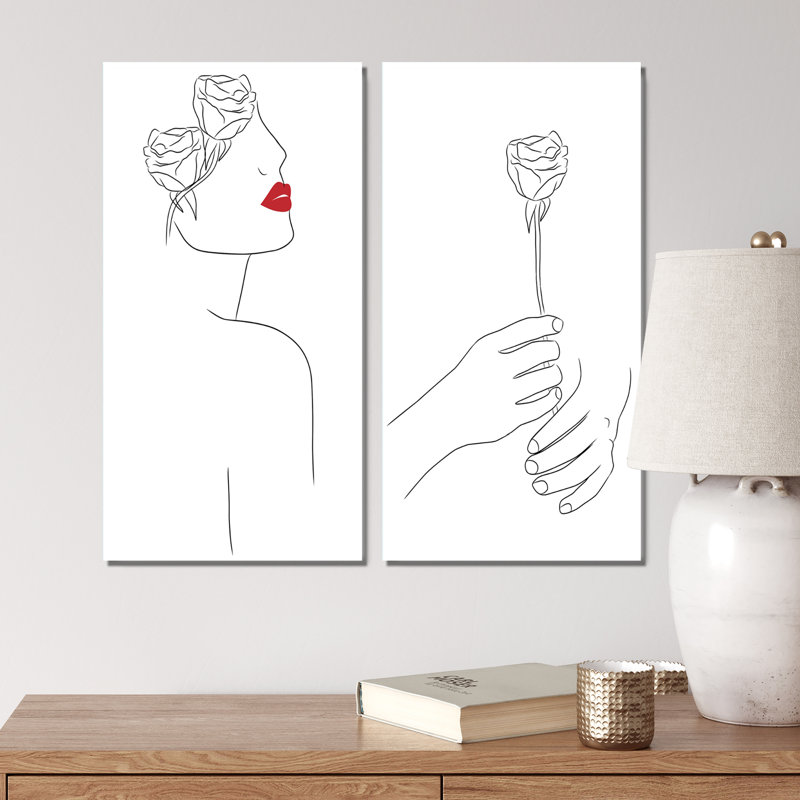 Scandinavian Woman Face I - ensemble de 2 reproductions, H 20 po x l 24 po x P 1 po, Toile tendue