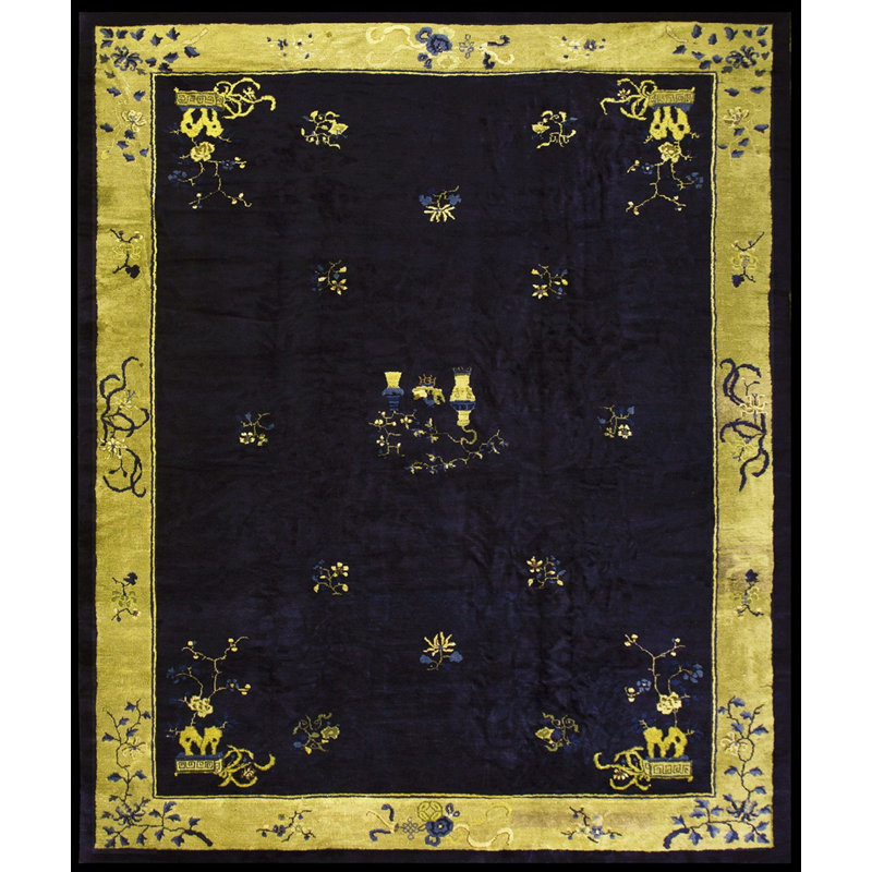 Antique Chinese Room Size Wool Blue Rug