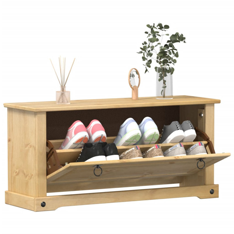 6 Pair Solid Wood Shoe Storage Cabinet