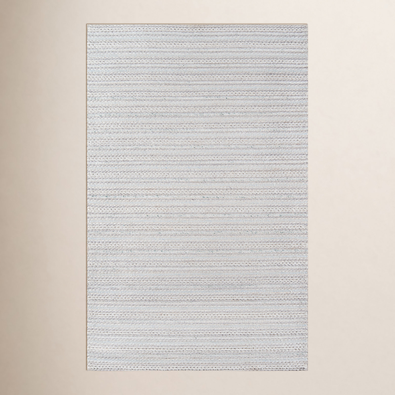 Kells Light Gray Light Blue Hand-Woven Striped Rug, Rectangle 7'9" x 9'9"