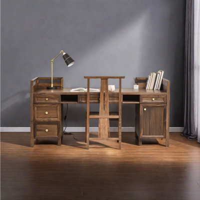 Ensemble de bureau et de chaises en bois massif de style chinois