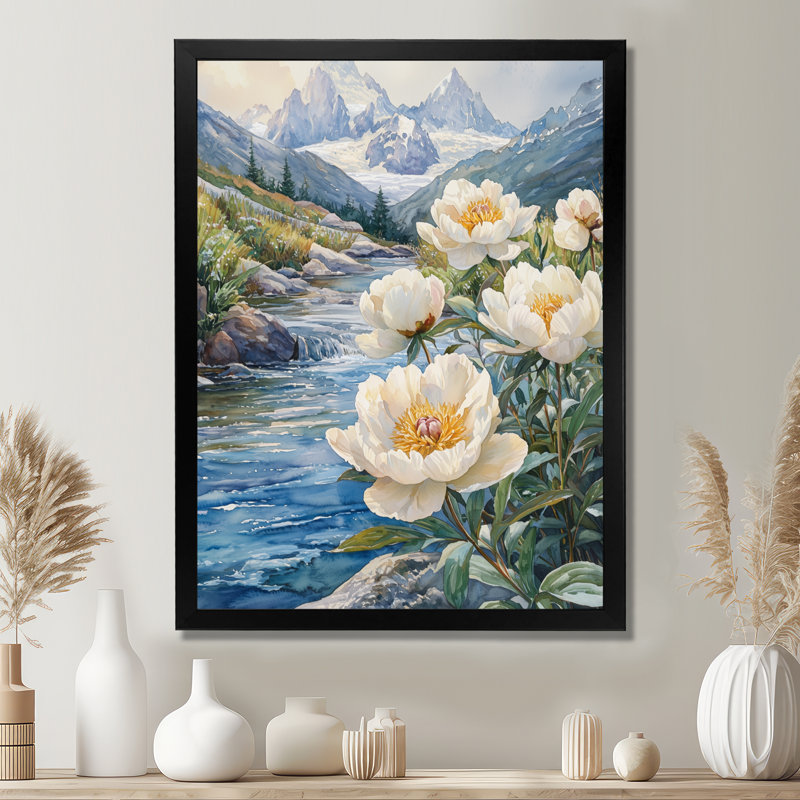 Genelle - impressions sur toile florales, Reproduction encadrée d'une seule photo, Noir, noir, noir, noir, H 20 po x l 12 po