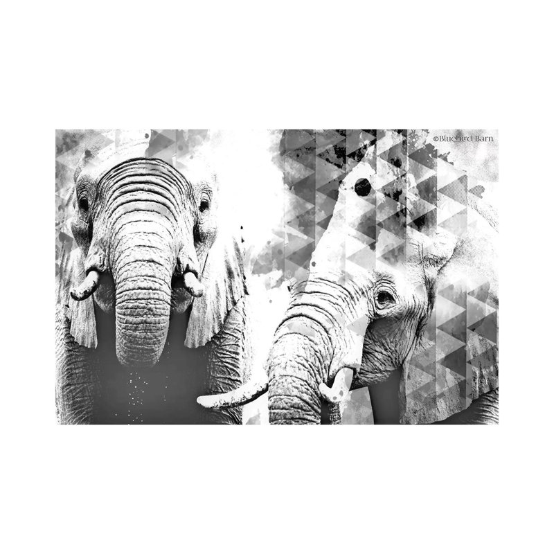 Modern Black & White Elephants by Bluebird Barn - Wrapped Canvas Print, 20.32 cm H x 30.48 cm W