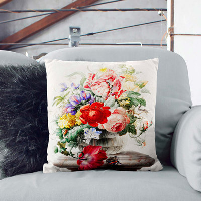 Butterfly And Flowers Square Throw Cushion