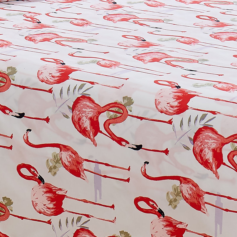 Ensemble de draps Fancy Flamingo, Ensemble de draps pour lit simple avec 1 taie d'or