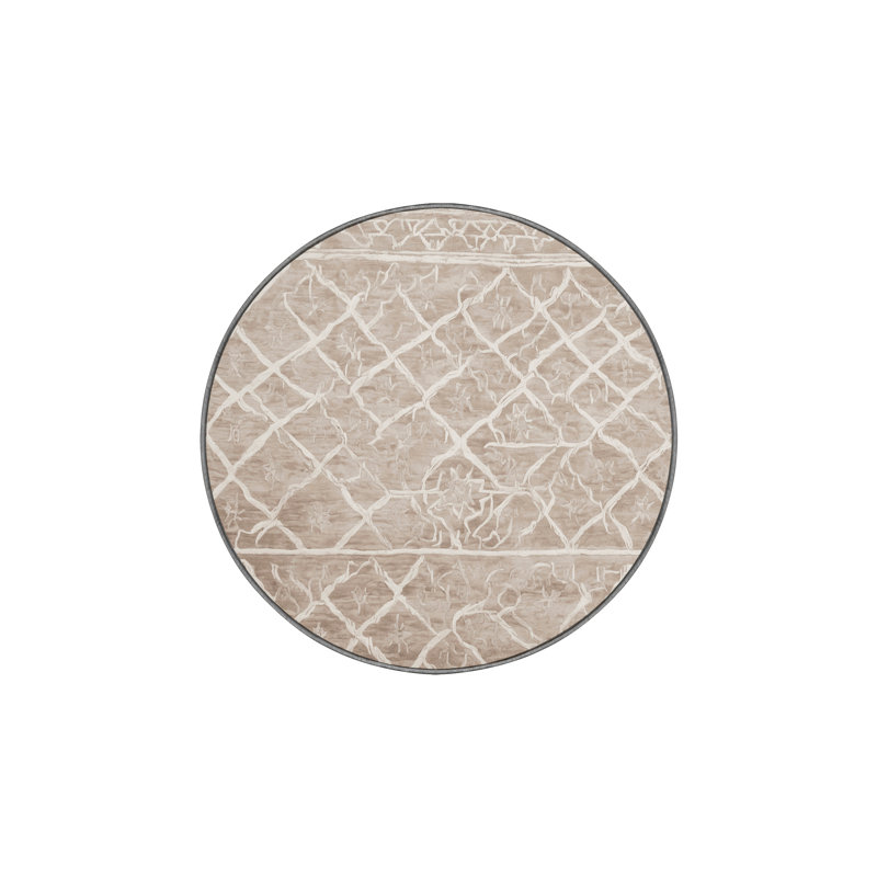 Machine Washable Gray Area Rug, Round 6'
