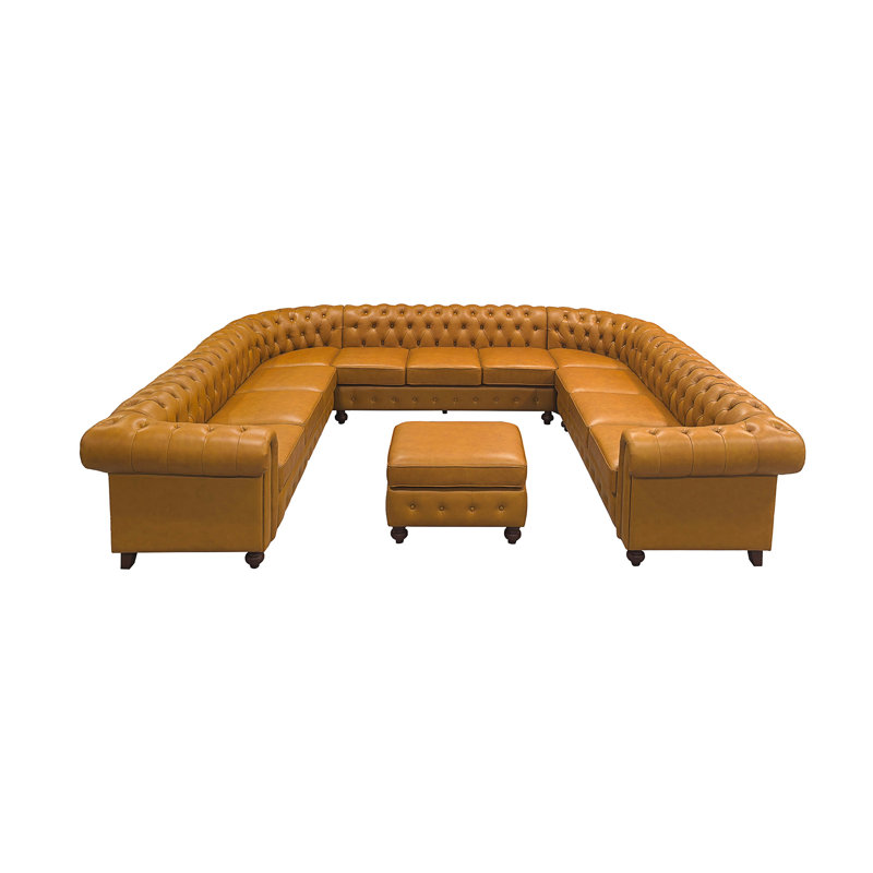 Canapé modulaire en cuir Chesterfield, Ginger