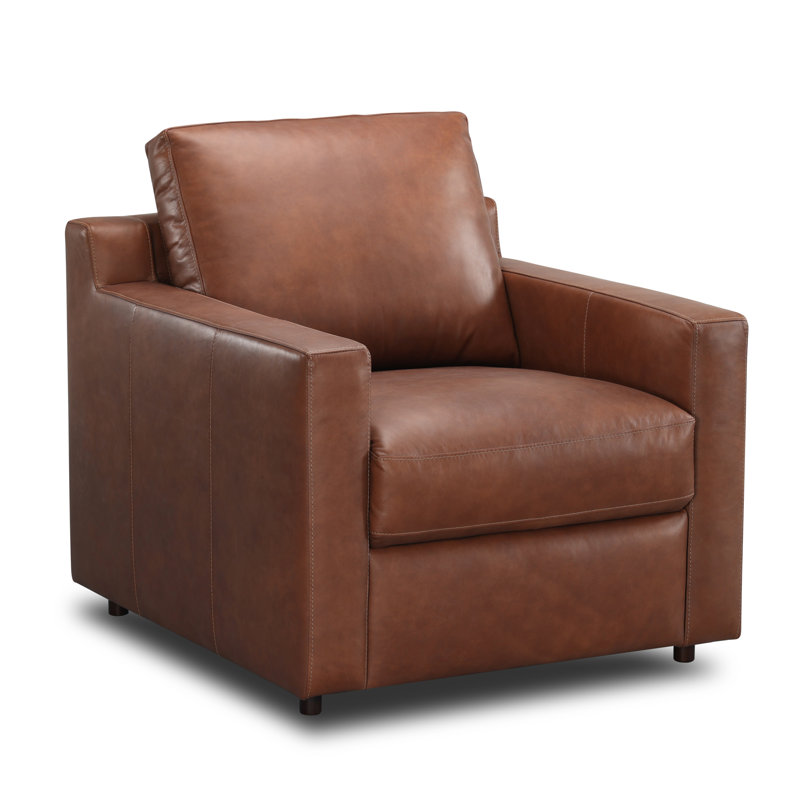  Top Grain Genuine Leather Club Chair, Vintage Brown Top Grain Genuine Leather