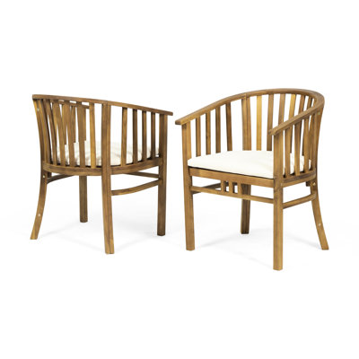 Wood Chair With Spill- Seat Cushions - Enhance Your Outdoor Dining Experience Seating Waterproof Cushion Elements