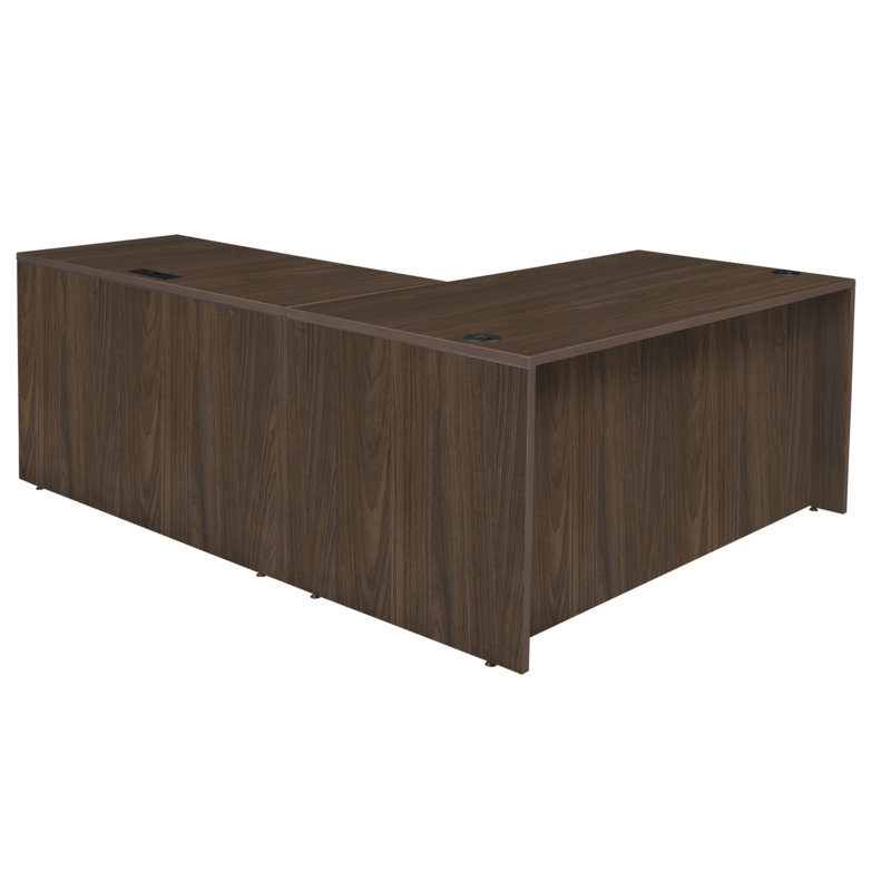 Regency Legacy 77 In. L Desk With Single Full Pedestal Drawer Unit- Neo Walnut, 29" H x 60" W x 77" D