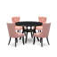Ensemble de salle à manger 5 pièces pour 4 tables rondes de 48 po avec piédestal et 4 chaises rembourrées, noir sablé-777656483-777656490