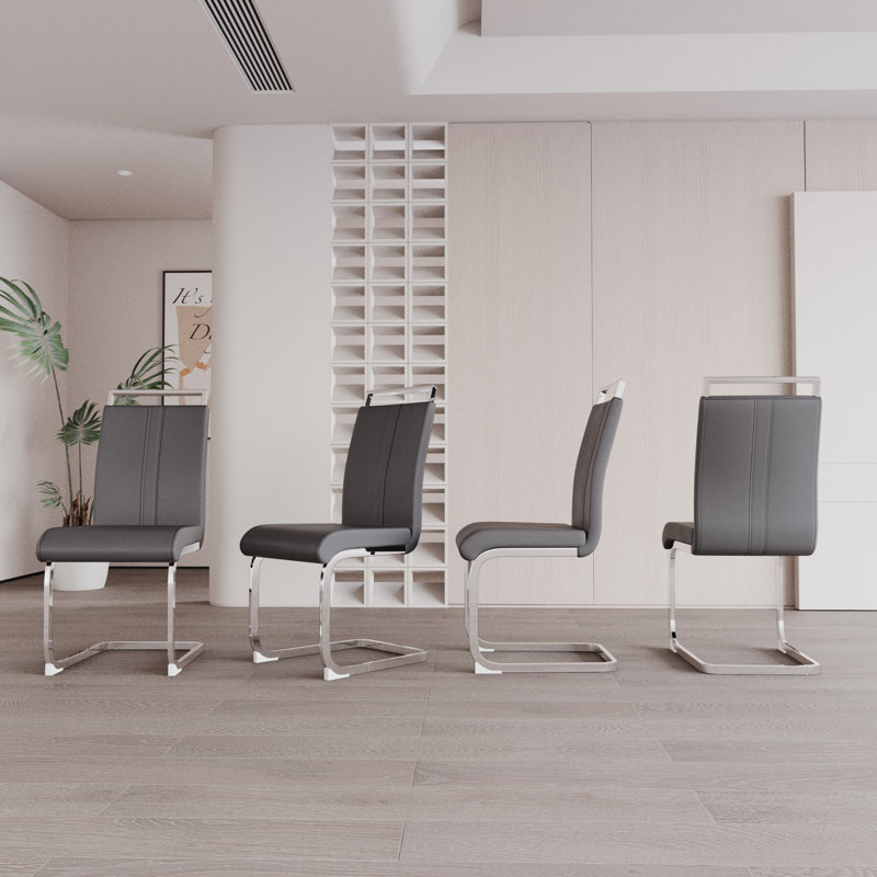 Chaise confortable en similicuir Comfy, 2, Gris, Argent argent