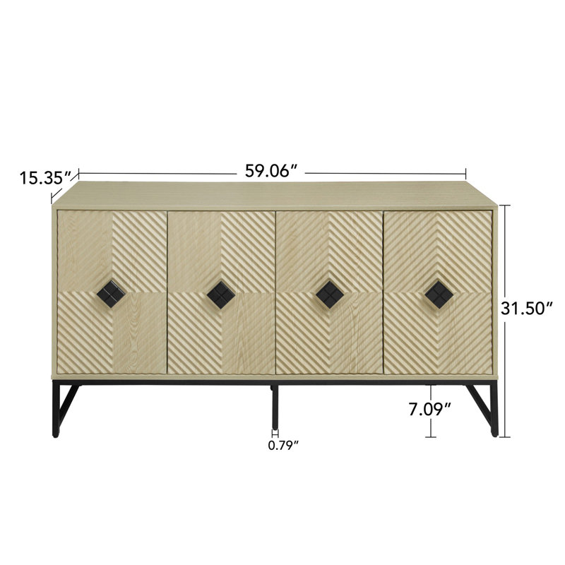 Console 59,12 po, Naturel/noir