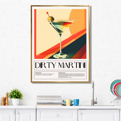 Mid-Century sale Martini avec olive à 5 A 7 - cocktails Art mural salon