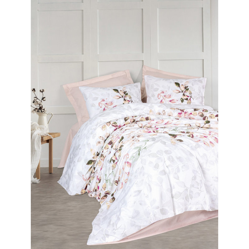 Elegant 100% Cotton Ranforce Single Quilt Cover Set, Beige | Duvet Cover 63 x 87, Flat Sheet 71 x 94, Pillowcase 20 x 28 | Machine Washable, Pigment Printing, Button & Envelope Closure | Soft & Durable Bedding
