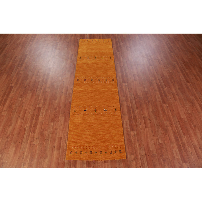 Orange Gabbeh Indian Runner Rug 3x10