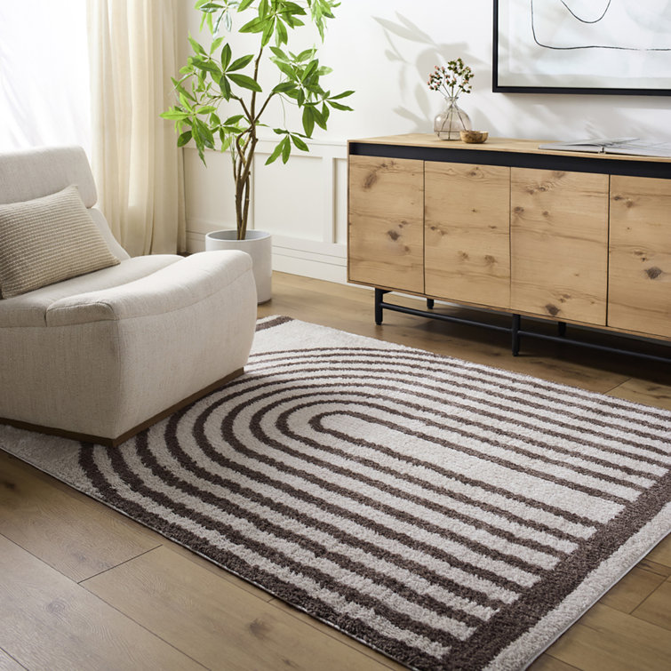 Machine Washable Shaggy Boho Dark Brown Area Rug