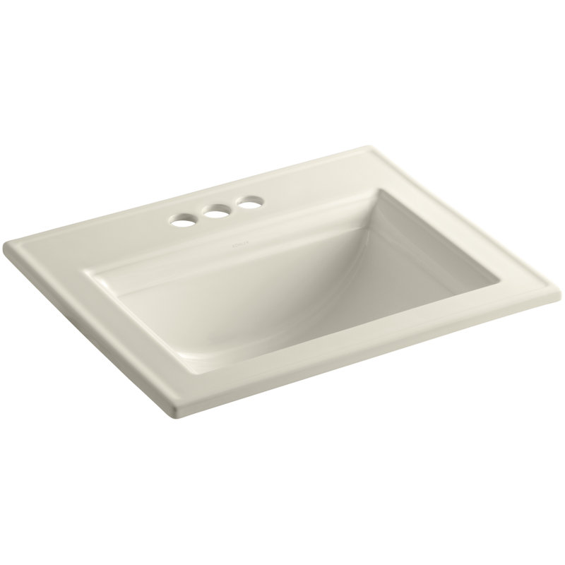 Memoirs Stately Drop-in Bathroom Sink, Almond, 4" Centers