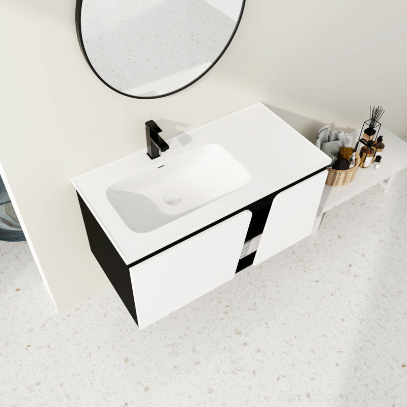 Floating Wall-Mounted Bathroom Vanity With Single Sink