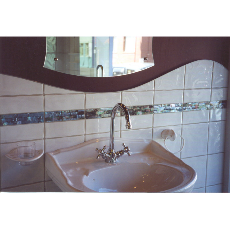 SeaTile 8" x 1" Ceramic Liner Tile Trim in Black Pearl Natural