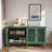Floral Openwork Carvings Sideboard Cabinet With Adjustable Shelves, Brass Handles And Wood Legs-1085924132