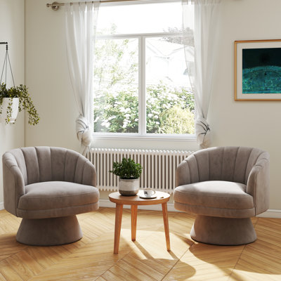 Murrow Velvet Swivel Barrel Chair(Set of 2) by Mercer41