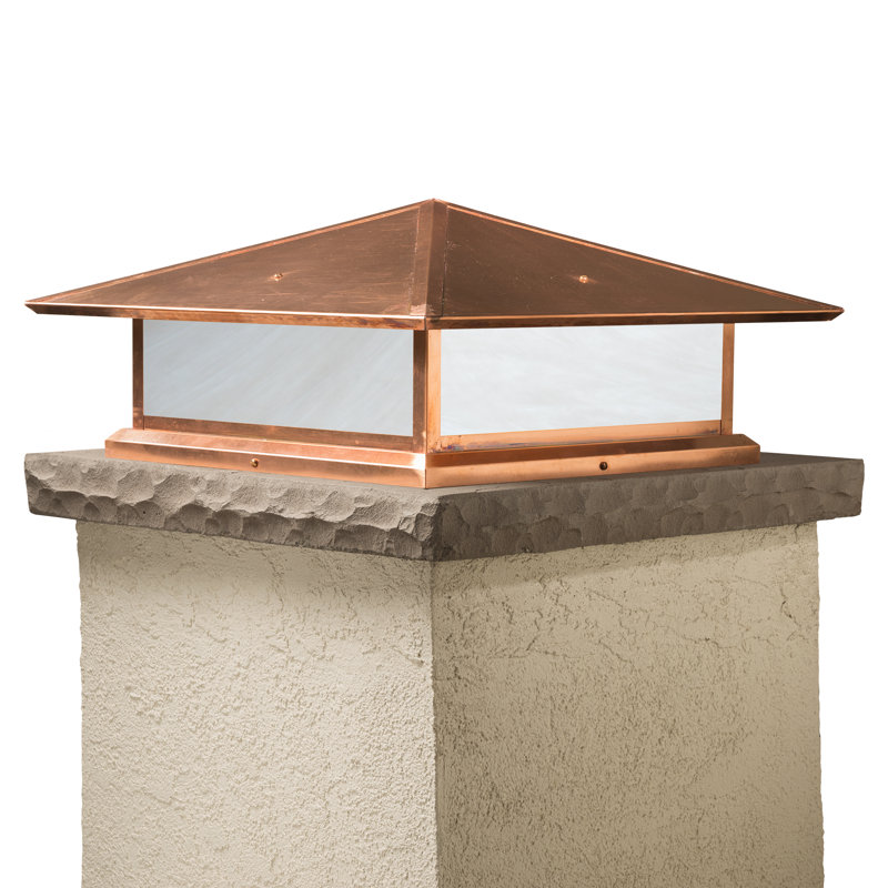 Abston Stained Glass Pier Mount Light, Wispy White, Powder Coat Bronze, 9.5" H x 17" W x 17" D