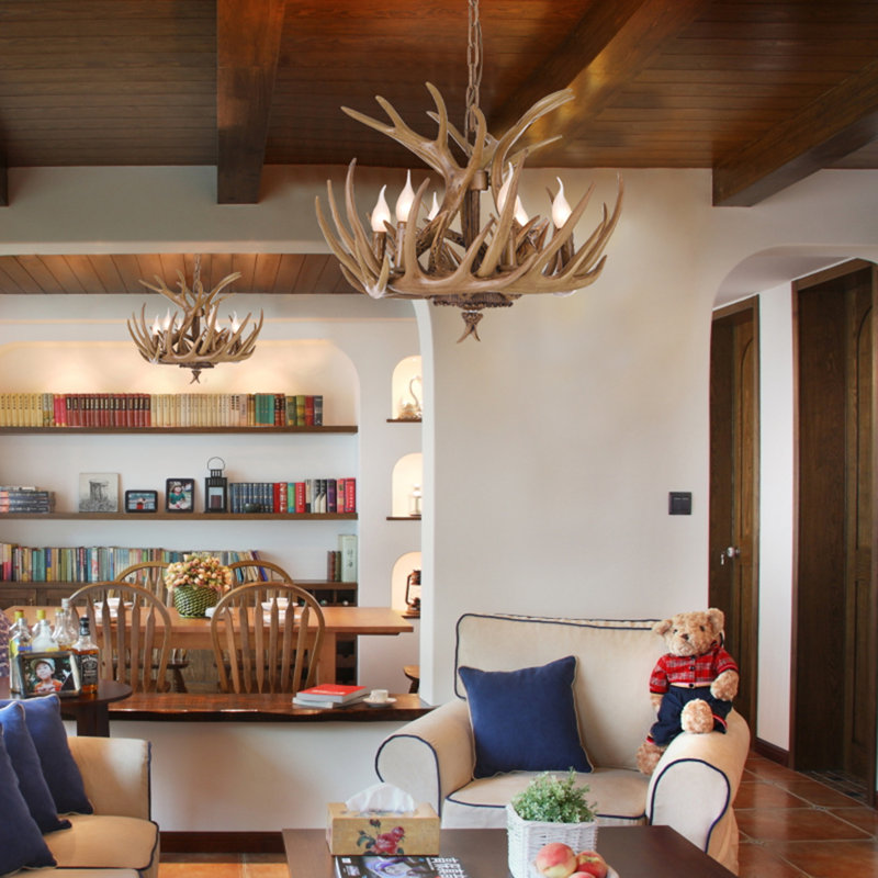 Dimitri 6-Light Brown Antler Chandelier