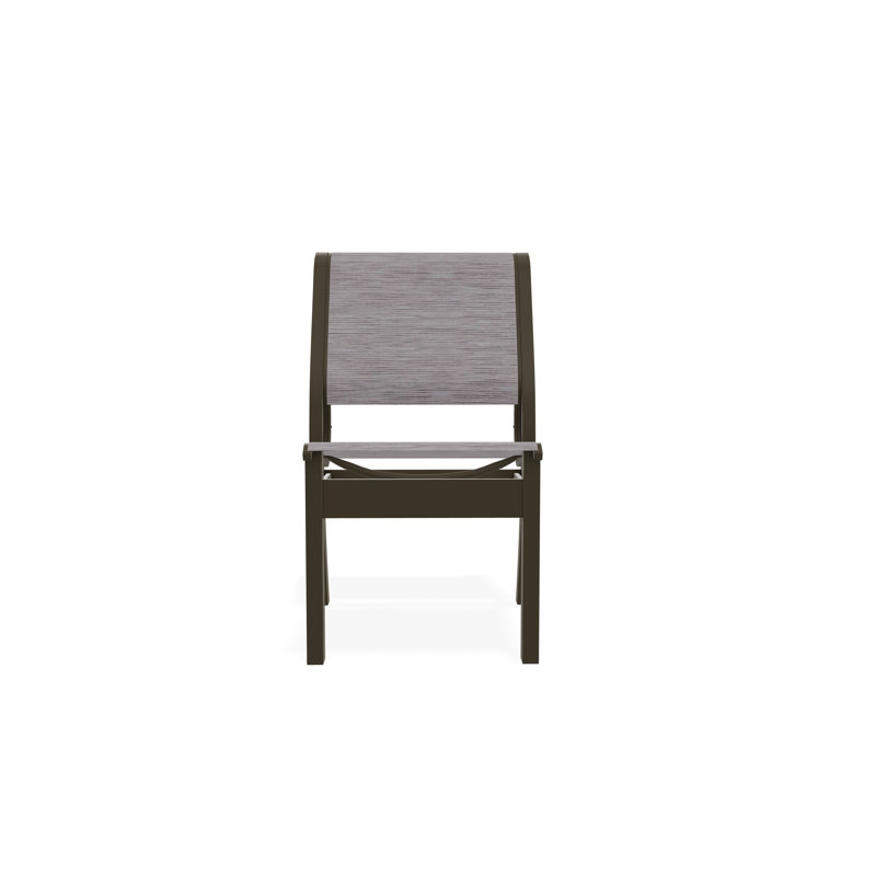 Chaise d'appoint empilable en polymère de qualité marine Leeward Sling, Fossile, Bois de plage