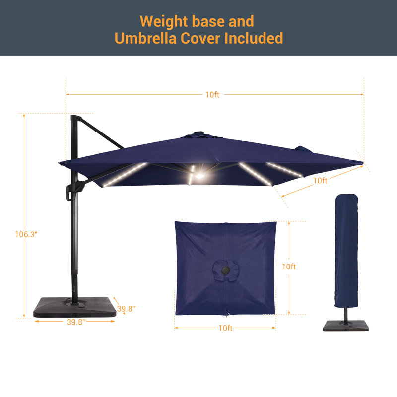 Parasol en porte-à-faux 120 po Lemay, Bleu marine