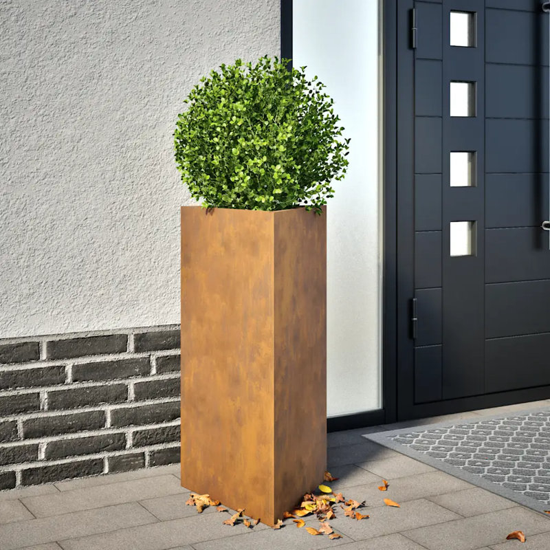 Crystine Metal Elevated Planter, Brown, 70cm H x 40cm W x 34.5cm D