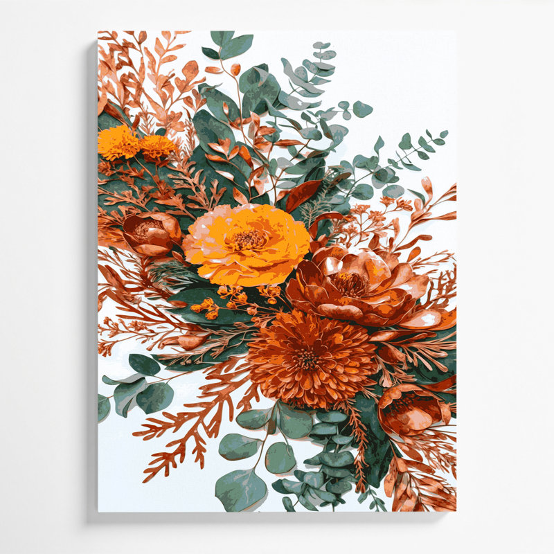 "Watercolor Floral 44", art mural sur toile bleue, H 8 po x l 10 po