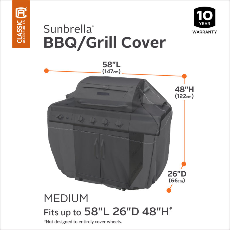 Classic Accessories Sunbrella 26'' W x 58'' D Grill Cover