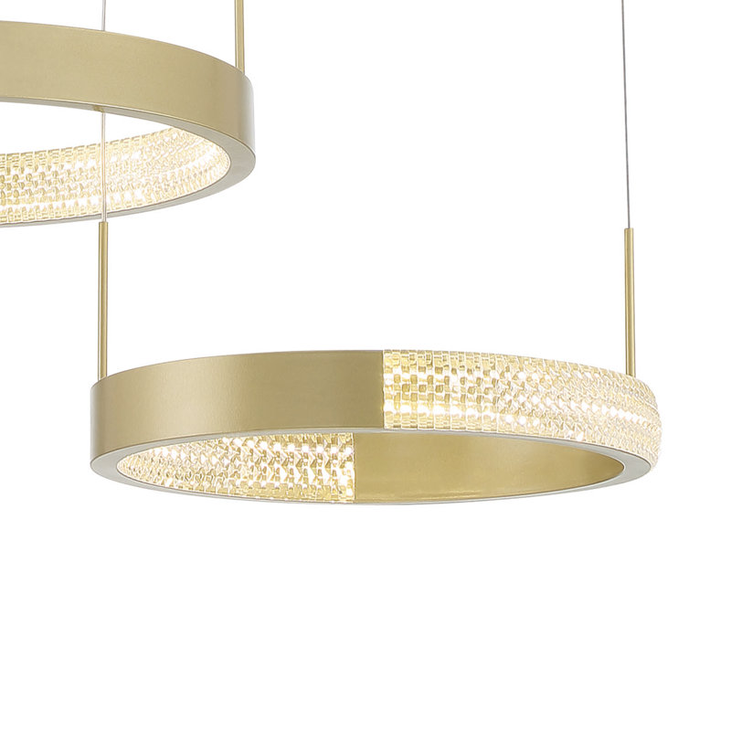 3 - Light Unique / Statement Modern Linear LED Chandelier, Gold