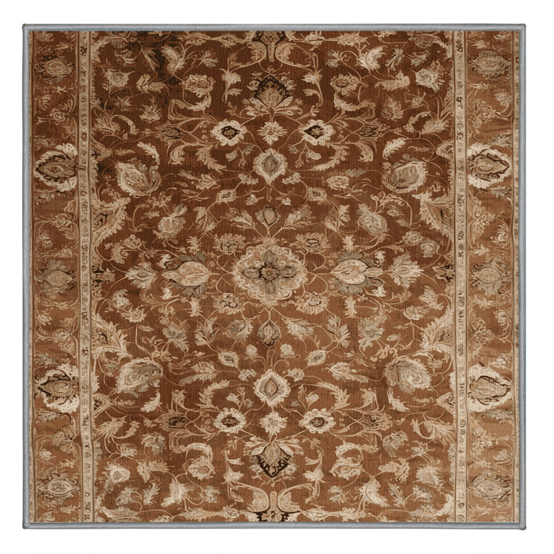 Tapis brun lavable à la machine, Carré 5 pi