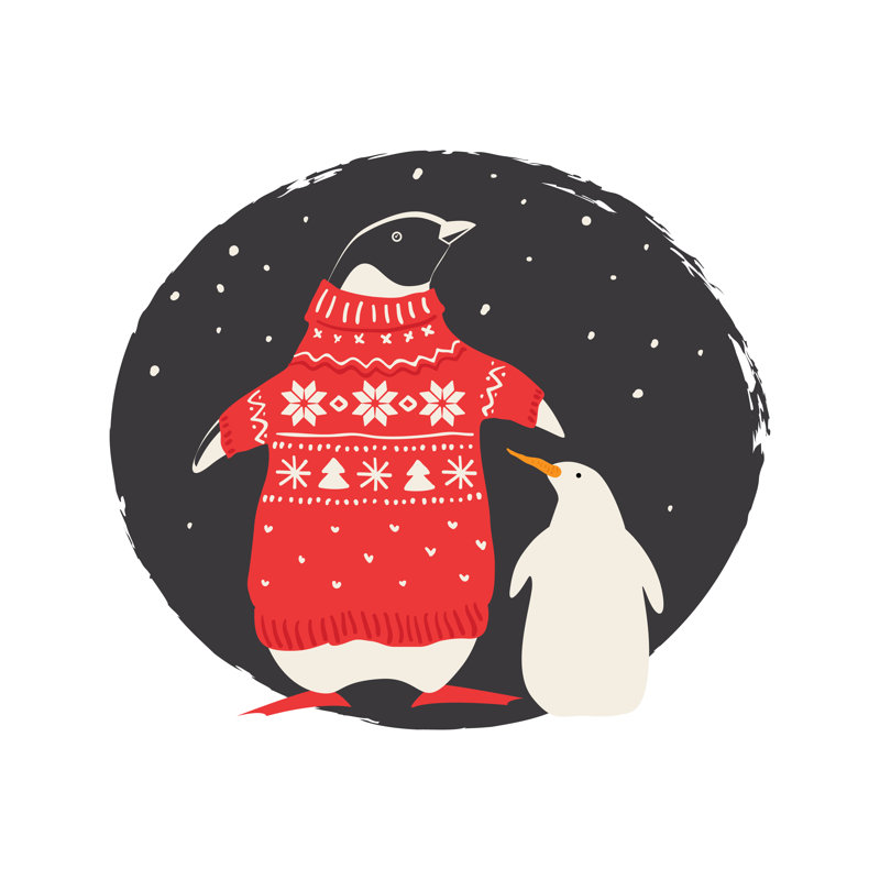 Penguin In Christmas Costume - Wrapped Canvas Print, 122cm H x 122cm W x 3.8cm D