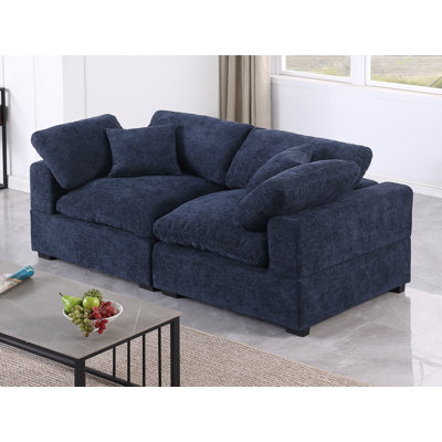Modern Fabric Cloud Loveseat Sofa With Deep Seat, Wide Armrest, Removable Cover by POPLARBOX