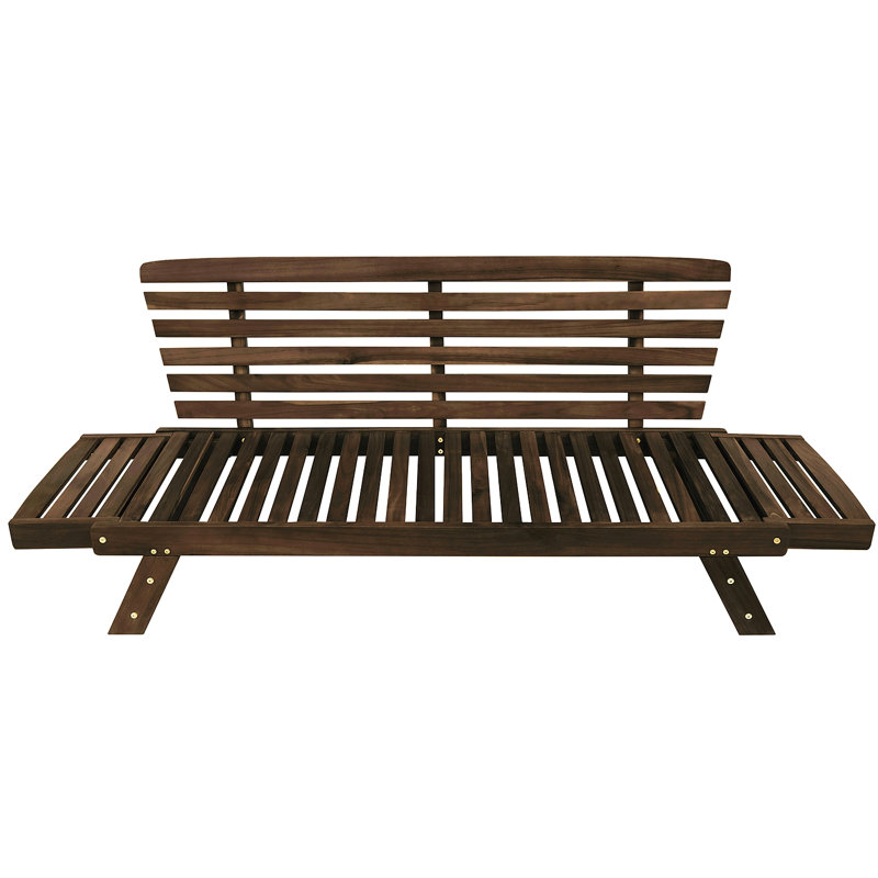 TOPMAX Outdoor Adjustable Patio Wooden Daybed Sofa Chaise Lounge With Cushions For Small Places, Beige/Brown