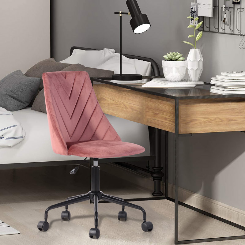 Heider Velvet Office Chair, Pink