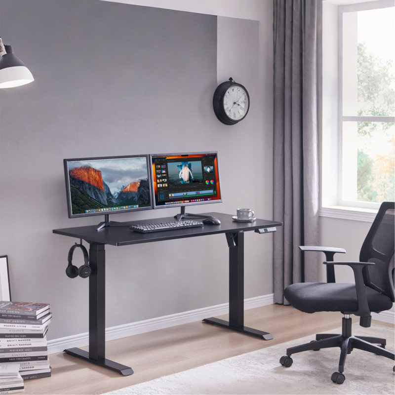 Bureau électrique debout, bureau à hauteur réglable, bureau assis-debout 24 po x 48 po, cadre / plateau, Black